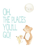 Oh The Places You'll Go Adventure Watercolor Nursery Unframed Set of 6 Prints Airplane and Car Boy Nursery Art