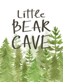 Little Bear Cave Bear Woodland Forest Animal Watercolor Lumberjack Wilderness Outdoor Themed Nursery Decor Set of 3 Unframed Prints