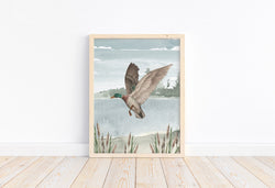 Watercolor Duck Hunting Nursery Mallard Duck Little Boys Room Unframed Print Rustic Outdoor Hunter Themed Decor