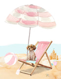 Puppy Dog at Beach Watercolor Dog Unframed Print, Nursery Decor, Kid's Bedroom, Laundry Room or Dog Lover