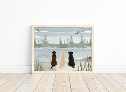 Watercolor Duck Hunting Labradors Nursery Little Boys Room Unframed Print Rustic Outdoor Themed Decor