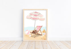 Cocker Spaniel Puppy Dog at Beach Watercolor Dog Unframed Print, Nursery Decor, Kid's Bedroom, Laundry Room or Dog Lover