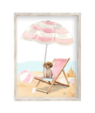 Puppy Dog at Beach Watercolor Dog Unframed Print, Nursery Decor, Kid's Bedroom, Laundry Room or Dog Lover