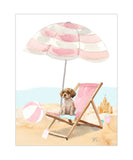 Puppy Dog at Beach Watercolor Dog Unframed Print, Nursery Decor, Kid's Bedroom, Laundry Room or Dog Lover