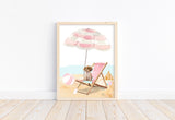 Puppy Dog at Beach Watercolor Dog Unframed Print, Nursery Decor, Kid's Bedroom, Laundry Room or Dog Lover
