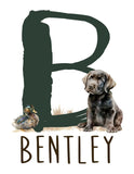 Personalized Watercolor Black Lab Puppy and Duckling Rustic Wilderness Outdoor Hunting Nursery Decor Unframed Print - Name and Initial