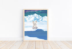 Watercolor Arctic Fox Polar Arctic Animal Nursery Unframed Print