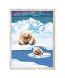Watercolor Seal Polar Arctic Animal Nursery Unframed Print with Aurora Borealis Sky