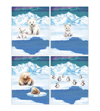 Watercolor Arctic Polar Animals Nursery Decor Set of 4 Unframed Prints, Polar Bear, Puffin, Arctic Fox and Seal