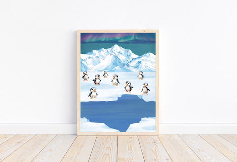 Watercolor Puffin Polar Arctic Animal Nursery Unframed Print