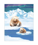 Watercolor Seal Polar Arctic Animal Nursery Unframed Print with Aurora Borealis Sky