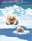 Watercolor Seal Polar Arctic Animal Nursery Unframed Print with Aurora Borealis Sky