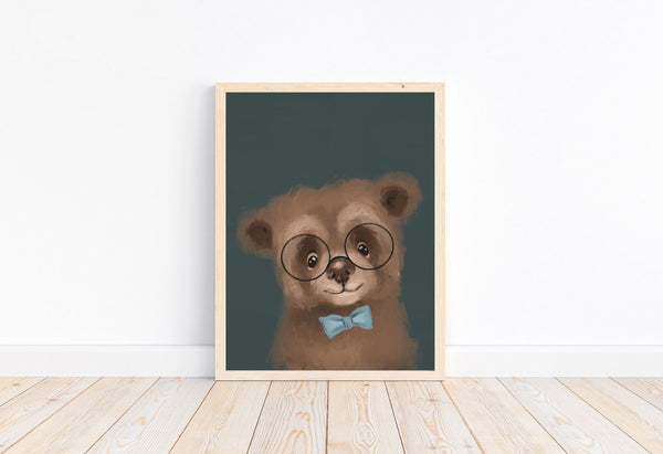 Watercolor Bear Woodland Baby Forest Animal Portrait Nursery Decor Unframed Print