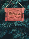 North Pole Sleigh Rides Noodle Board Christmas Ornament Cute Christmas Tree Ornament Hand Painted Farmhouse Decor