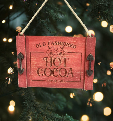 Hot Cocoa Noodle Board Christmas Ornament Cute Christmas Tree Ornament Hand Painted Farmhouse Decor