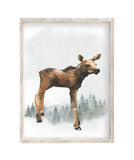 Moose Woodland Forest Animals Wilderness Watercolor Nursery Decor Unframed Print