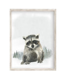 Raccoon Woodland Forest Animals Wilderness Watercolor Nursery Decor Unframed Print