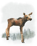 Moose Woodland Forest Animals Wilderness Watercolor Nursery Decor Unframed Print
