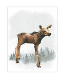 Moose Woodland Forest Animals Wilderness Watercolor Nursery Decor Unframed Print