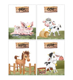 Farm Animal Nursery Little Boys Room Decor Set of 4 Unframed Prints Pig, Cow, Horse and Goat