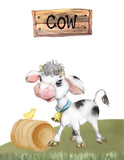 Farm Animal Nursery Little Boys Room Decor Set of 4 Unframed Prints Pig, Cow, Horse and Goat