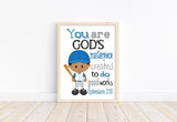 African American Baseball Christian Sports Nursery Decor Unframed Print You are God's Masterpiece Created to do Good Works Ephesians 2:10