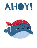 Ahoy Matey Sailing Sloth Whale and Beaver Animals Nautical Nursery Decor Set of 3 Unframed Prints