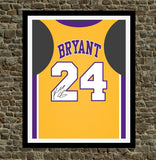 Kobe Bryant "Signed" Lakers Jersey Print - Perfect gift for the Basketball fan, great for the office or fan/man cave