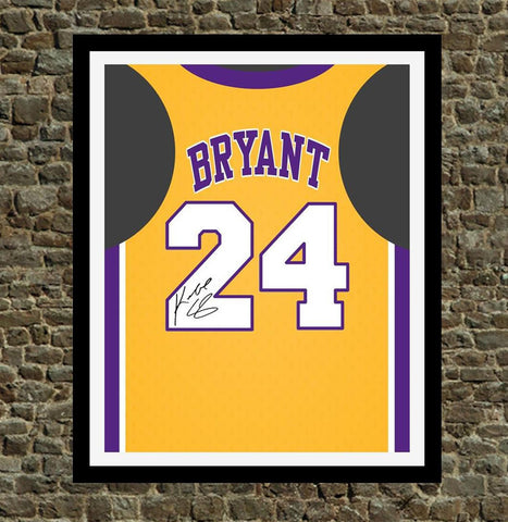 Kobe Bryant "Signed" Lakers Jersey Print - Perfect gift for the Basketball fan, great for the office or fan/man cave