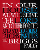 A House Divided - Atlanta Falcons & Carolina Panthers Personalized Family Name Christian Print