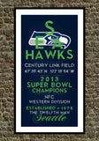 Seattle Seahawks - Eye Chart chalkboard print - sports, football, gift for fathers day, subway sign - Eyechart wall art